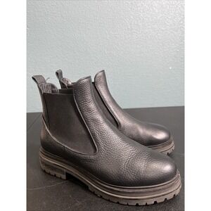 M. Gemi Noemi Black Leather Chelsea Boots Lug Sole Platform 38.5/ 8 Grunge Moto